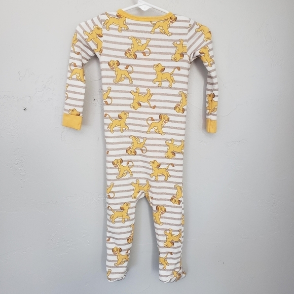 Disney Baby NWOT 9 Mo Simba Stripes Lion King Footie Pajamas Soft Beige Yellow - Picture 6 of 6